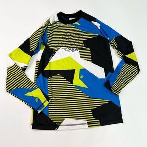 686 Shirt Mens Small Performance Dry Crew Neck Long Sleeve Geometric Yellow